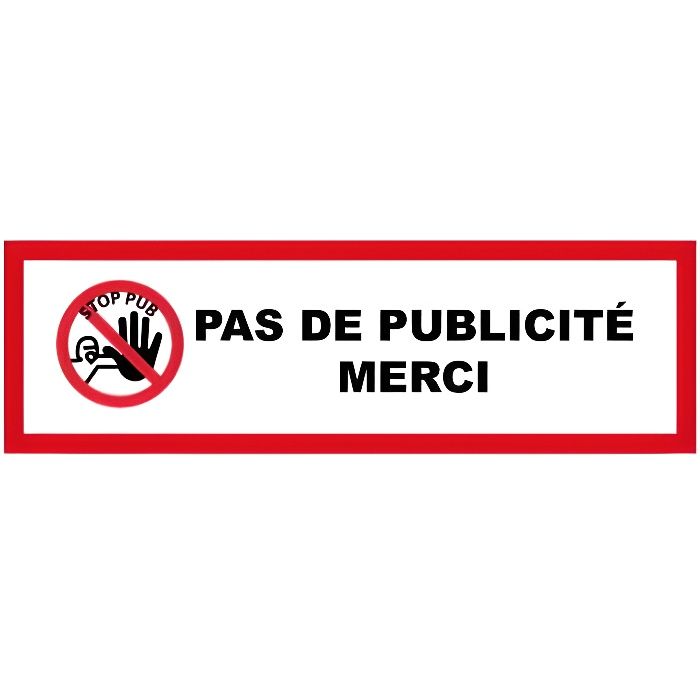Stop Pub Autocollant pour Boîte aux lettres. Adhésif Pas de Pub 6 cm..