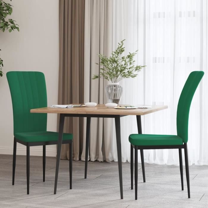 famirosa chaises de salle à manger 2 pcs vert foncé velours-095