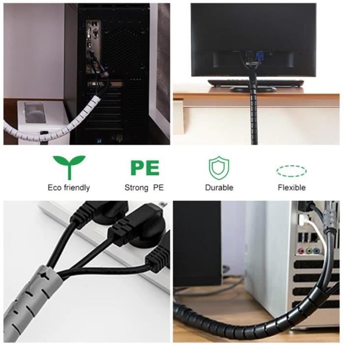 Cache de tube de câble Manchon de gestion des câbles manchon de câble  flexible organisateur de couverture de meuble bac gris - Cdiscount Bricolage