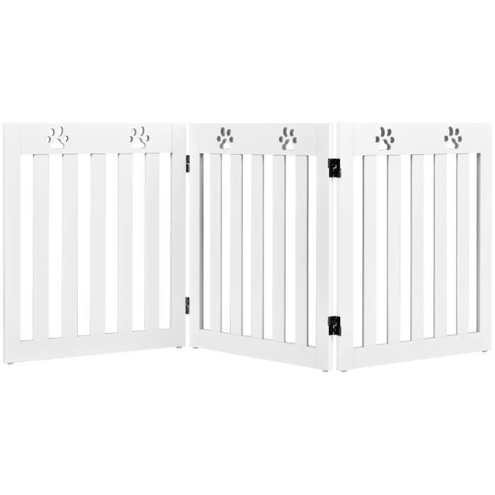 GIANTEX Barrière de Sécurité pour Chien avec Charnière 360° et 3 Panneaux,Barrière en Bois pour Animaux Domestiques Pliante