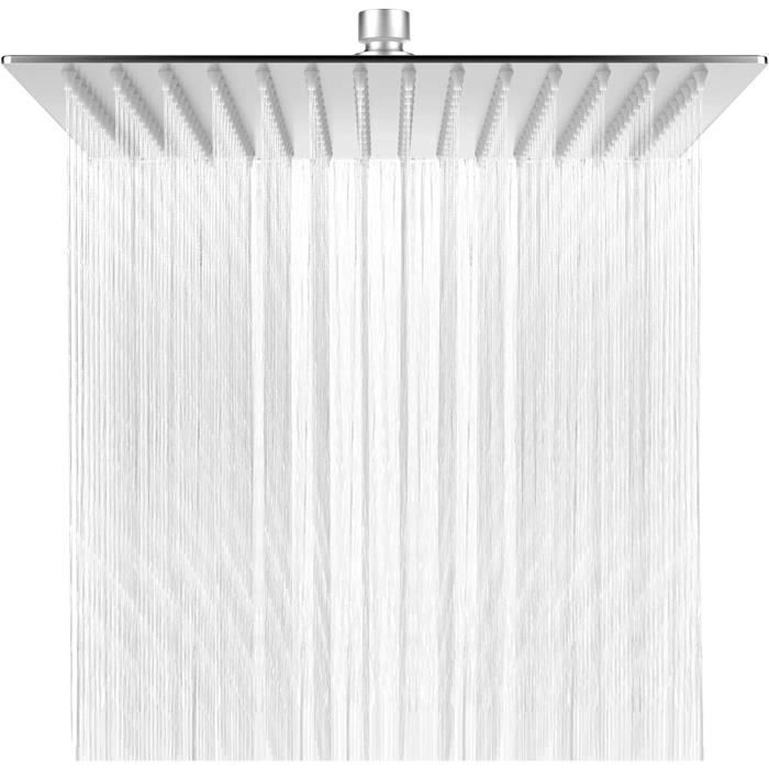 Pommeau de Douche Anti-Calcaire - HAUTSTORE - Douchette Carré 30x30cm - Acier Inoxydable - Grande Taille