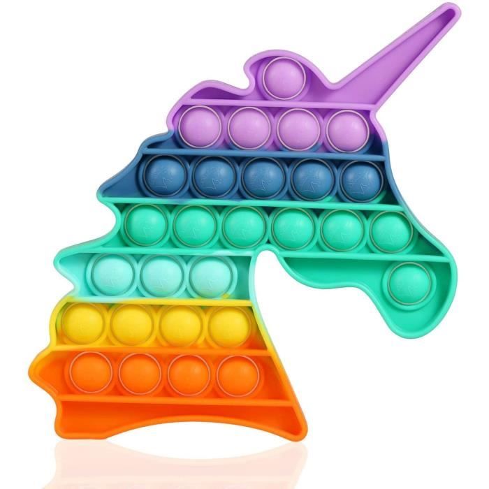 Fidget Toy Pop It Silicone Anti Stress Bubble Fidget Sensory Jouet Sensoriel à Bulles Relaxant – Licorne