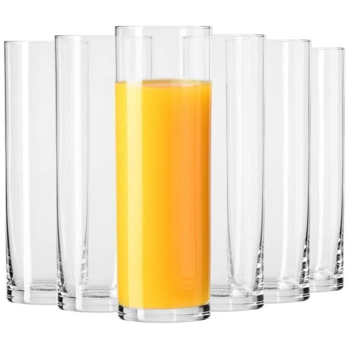 Krosno Verre à Eau Jus Coca Cola Rhum - Highball - Lot de 6 Verres - 230 ml - Collection Pure - Lavable au Lave-Vaisselle