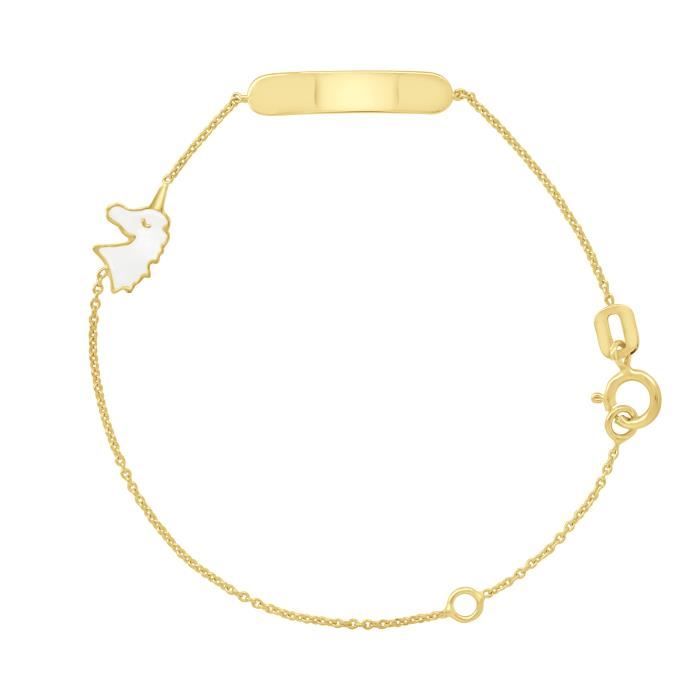 Bracelet Enfant - LÉA & ARTHUR - Modèle Licorne - Or Jaune 375 - Maille Forçat - Longueur Réglable