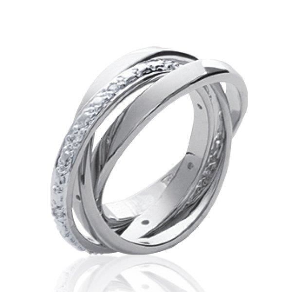 Alliance trois anneaux femme - argent massif 925 rhodié - un anneau zirconium