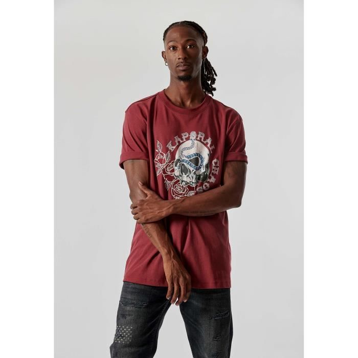 KAPORAL T shirt bordeaux homme 100 coton TALK Bordeaux Cdiscount Pret a Porter