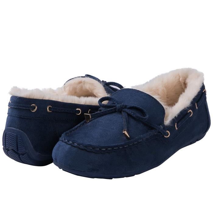 Pantoufles Chaudes Avec Fausse Fourrure - Pointure 37/38 (24 Cm), Velours Beige, Idéales Pour L'hiver