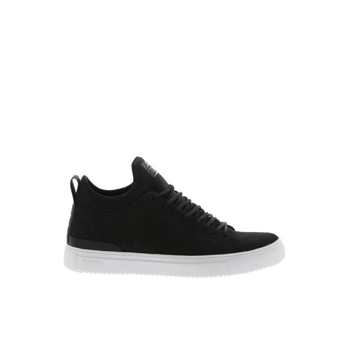 Blackstone Baskets Blackstone Mid Sneaker - Homme - Cuir - Lacets - Noir