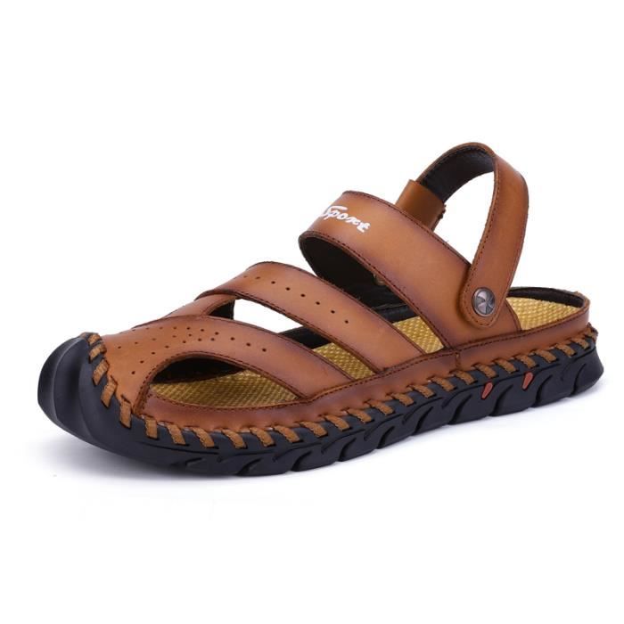 Sandales Homme En Cuir - Bouts Fermés, Confort Été, Plage, Randonnée - 2
