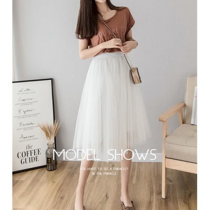 Jupe Tulle Femme Monbessi - Taille Élastiquée 80cm - Style Bohème Pour Daily, Prom, Party - Rose