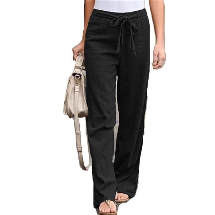 Pantalon Jogging Femme Coton Ample - Taille Haute Avec Poche - Sport Yoga Fitness Printemps/Été