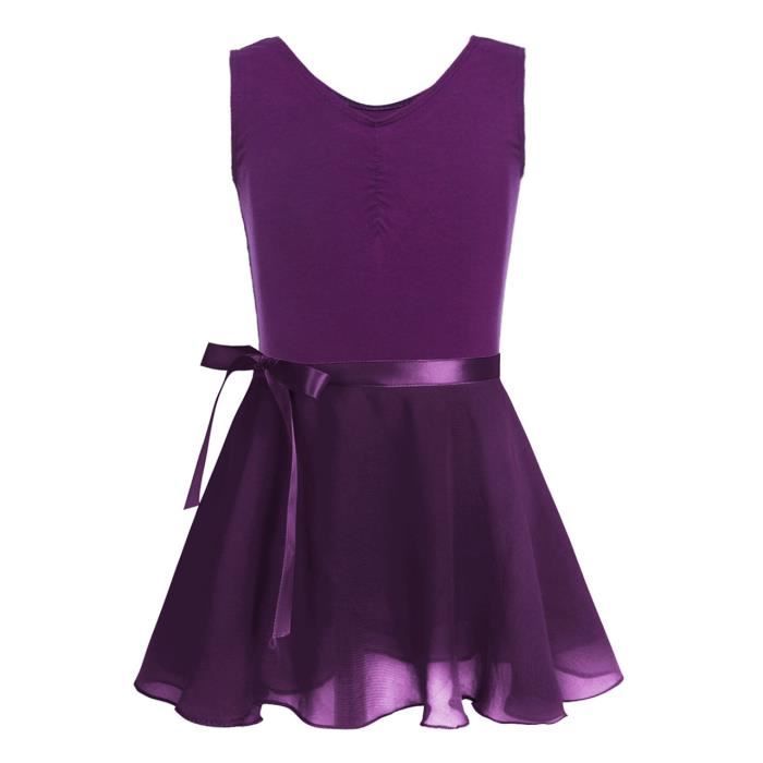 YONGHS-FR Enfant Fille Justaucorps Danse Classique sans Manches Leotard Ballet Bodysuit Dancewear 3-14 Ans Violet