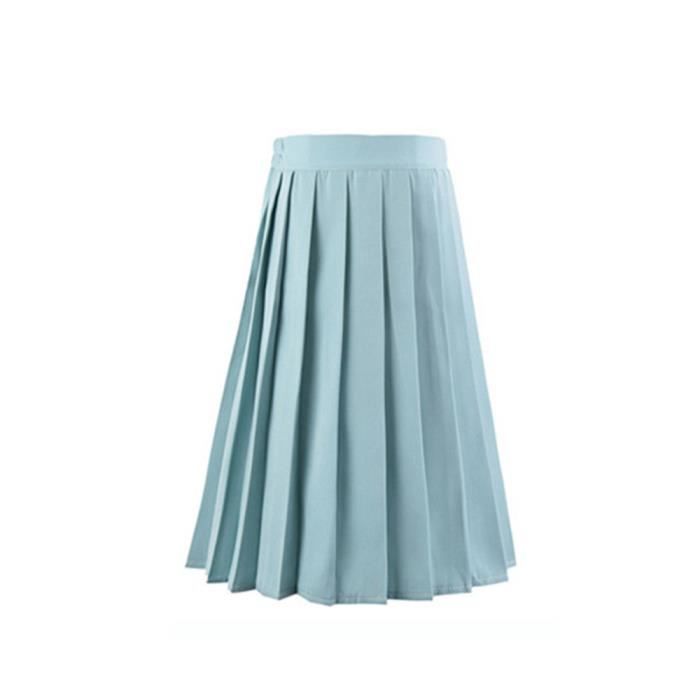 Jupe plissée à carreaux jk de style collégial japonais, taille haute, uniforme d'étudiant bleu  200000345