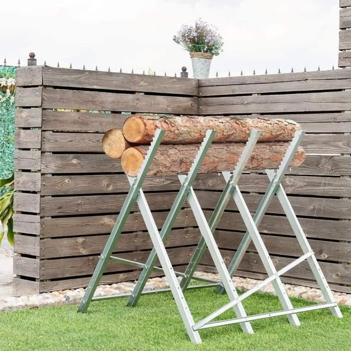 NAIZY Chevalet de sciage galvanisé Pliable Acier Tréteau de Coupe de Bois Support de Scie Pliable Capacité Jusqu'à 150KG 83x83x79cm