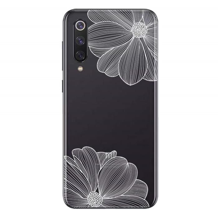 Coque XIAOMI Mi 9 SE Transparente Souple Fleurs blanches