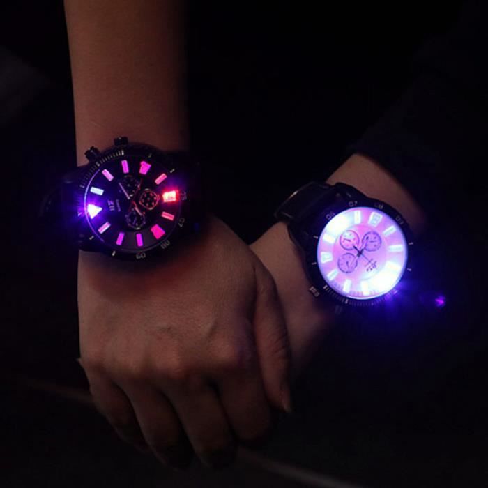 Montre Homme Femme Montre couple Lumineux LED Grand Cadran Tendance