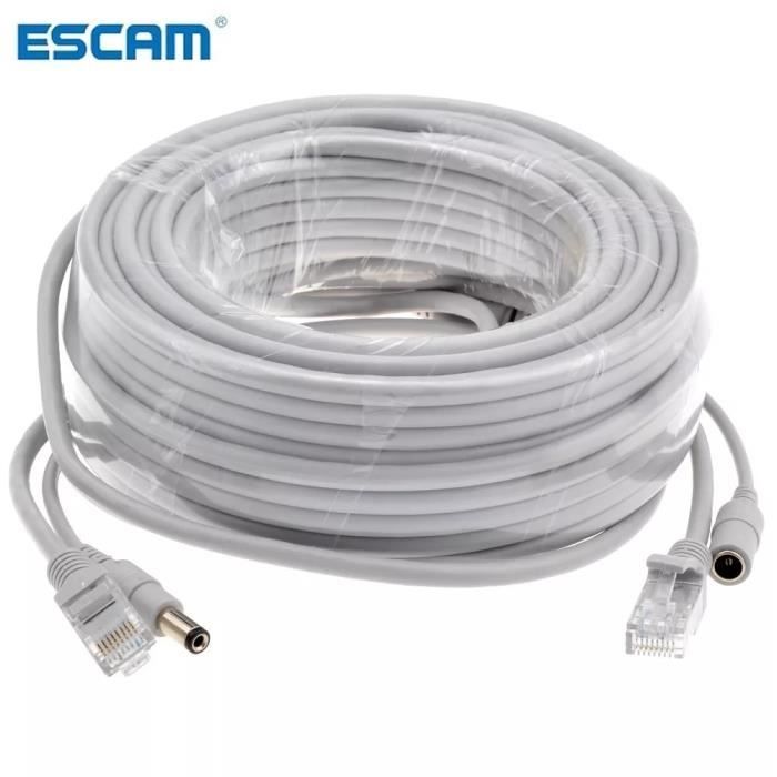 Câble CAT5CAT5e RJ45 + câble LAN de réseau CCTV d'alimentation CC pour les caméras IP