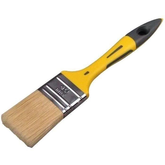Pinceau plat bimatière - peinture brillante laquée - 30mm - Jaune