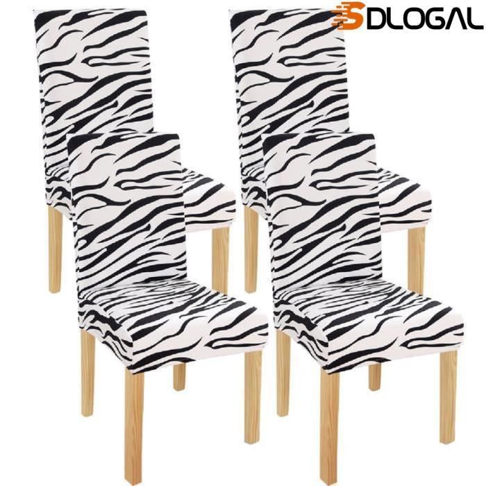 Lot De 4 Housses De Chaise Élastiques Noël - Motifs Fêtes - Protection Assise Et Dossier - Pour Salle à Manger, Bureau