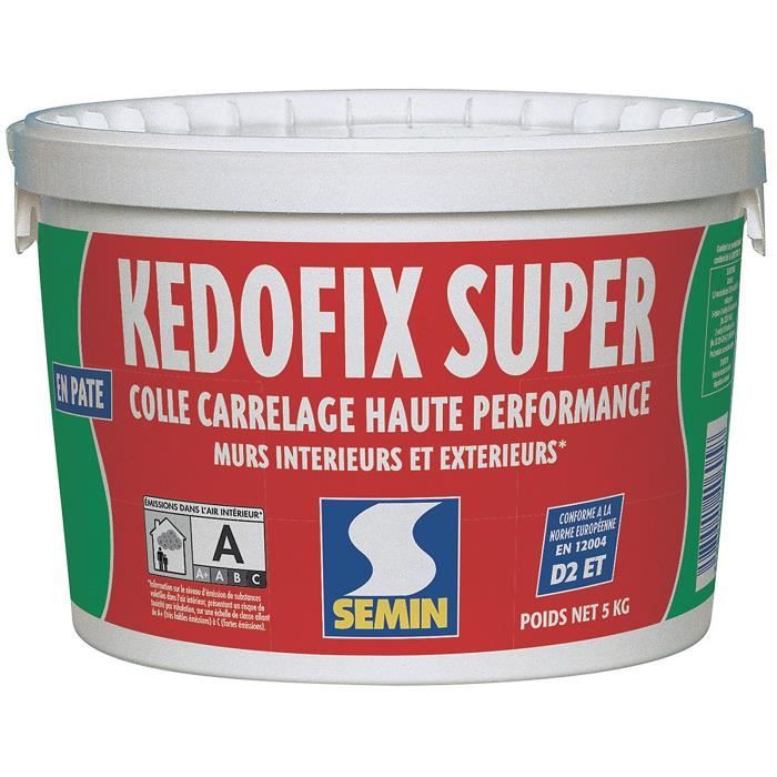 Colle pour Carrelage Haute Performance Kedofix Semin, Prêt à l'emploi, Intérieur-extérieur, seau de 5 kg
