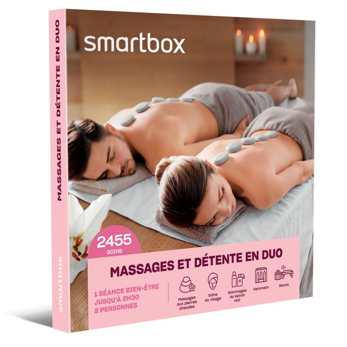 Smartbox - Massages et détente en duo - Coffret Cadeau - 2455 instants de douceur : modelages, soins du visage ou encore accès au
