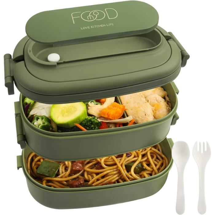 OITUGG Lunch Box 1550ml Boite Lunch Box Adulte 2Etages Bento Lunch