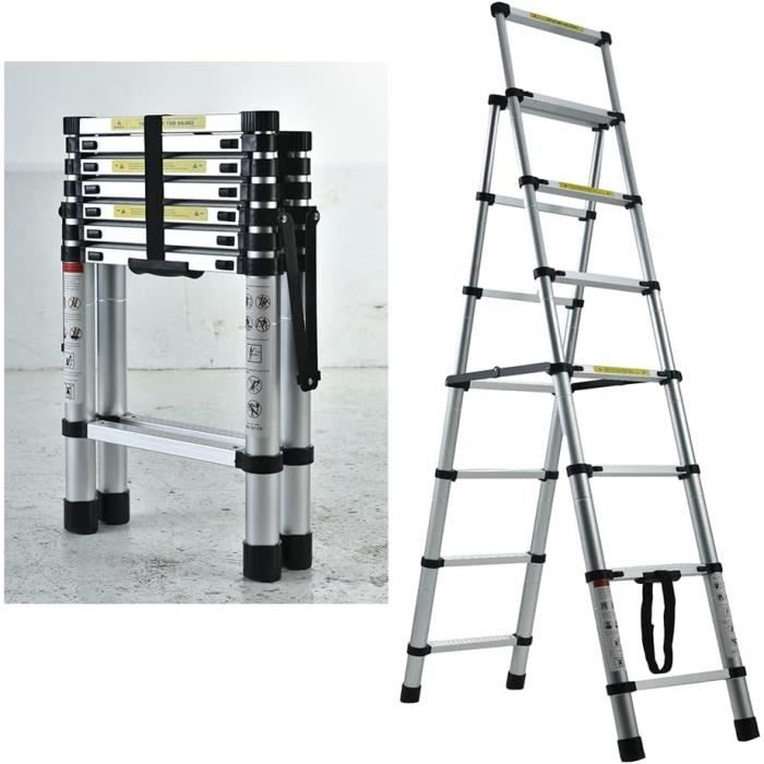Échelle Pliante Télescopique 4 Marches En Inox – Xingbailong, Pour Bateau Ou Quai, Argenté