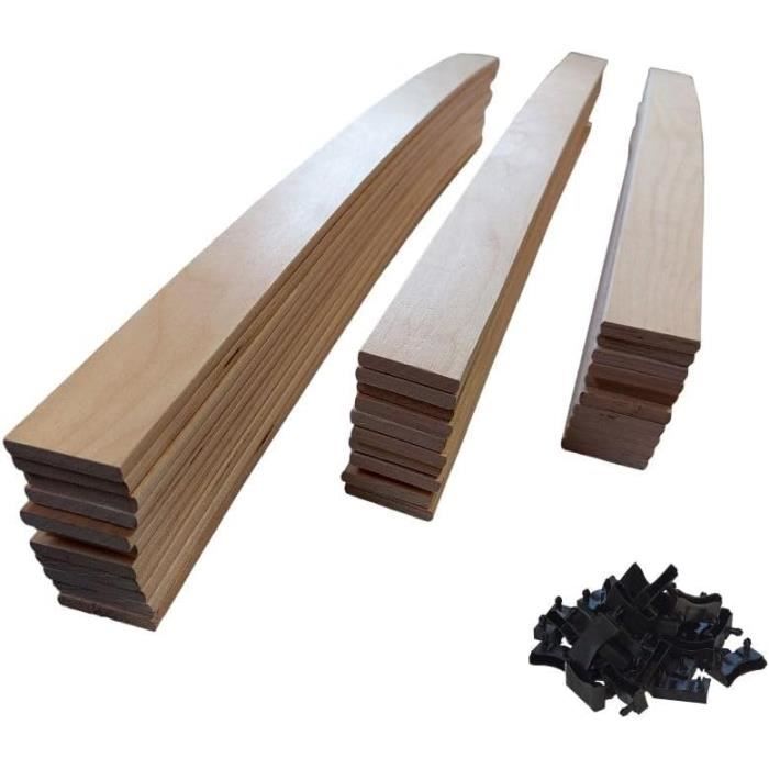 10 Lattes Bois Pour Sommier 160x80 - 780x48x8 Mm - Réparation Sommier, BZ, Clic Clac - Anti-Gaspillage