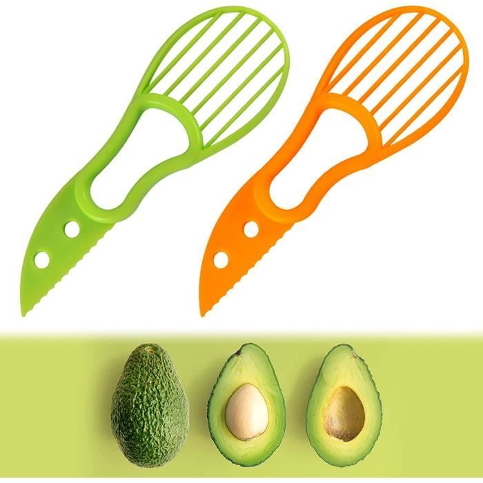 Trancheuse à Avocat 3 En 1 Multifonctionnelle - Couteau à Éplucher, Dénoyauter Et Trancher Pour Avocat, Kiwi, Mangue