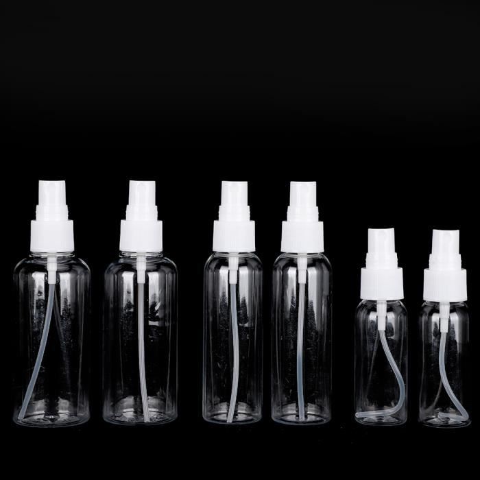6pcs bouteilles de pulvérisation claires à brume fine avec pompe,  réutilisables petites bouteilles en plastique rechargeables