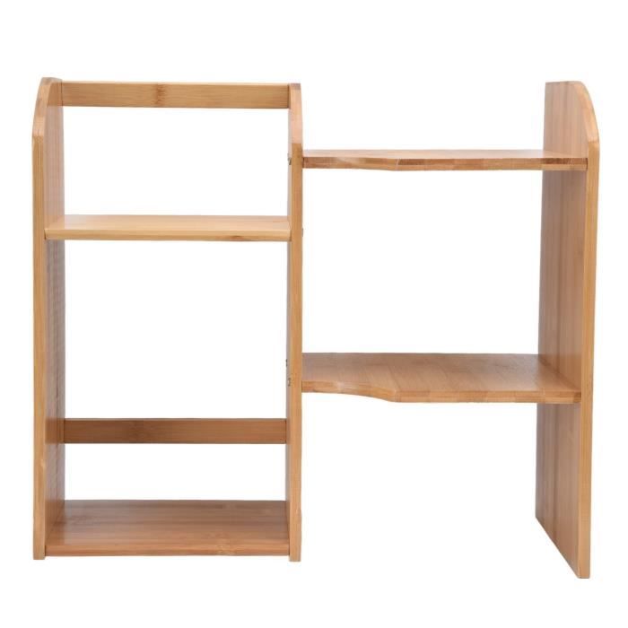tmishion bibliothèque de bureau étagère de bureau en bambou étagère de rangement de table étagère de bureau meuble bibliotheque