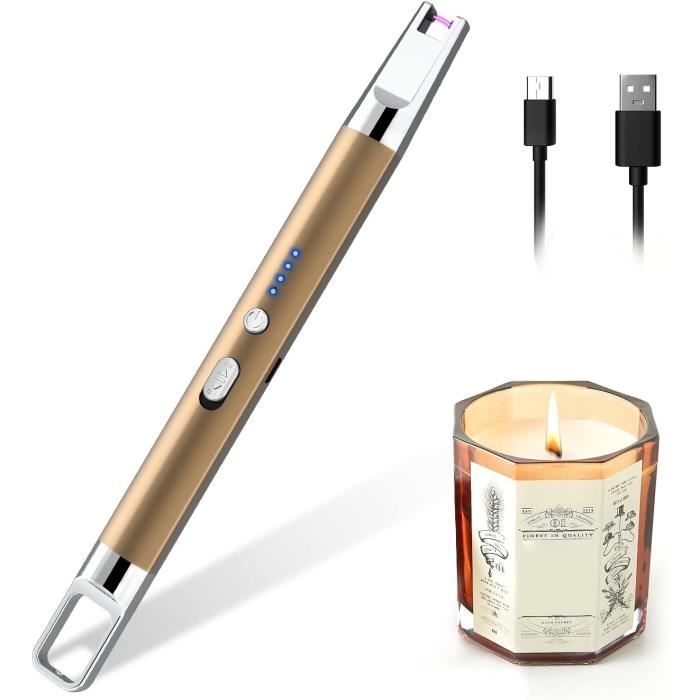 Allume-bougie électrique USB VVAY - Rechargeable, Coupe-vent, Arc Plasma | Noir, 5 LED Indicateur Batterie - 10