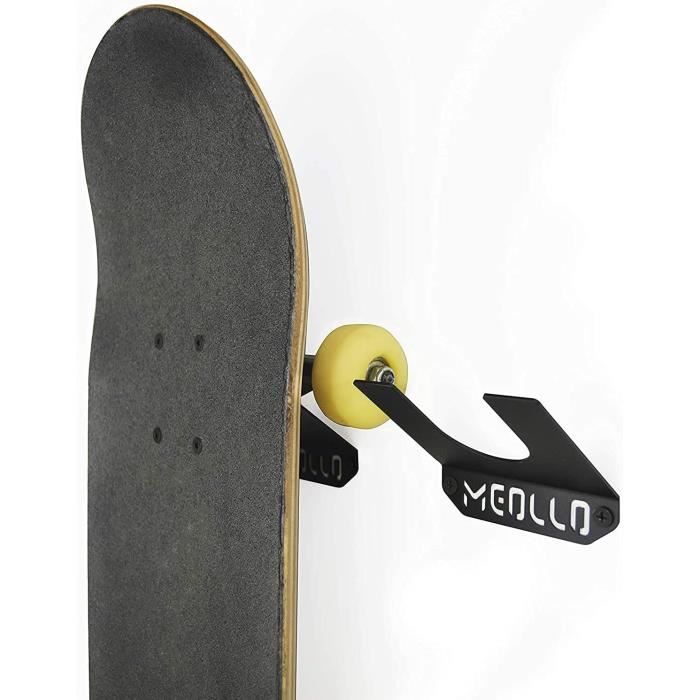 MEOLLO Support mural pour skateboard et longboard (100 % acier) (noir) X1