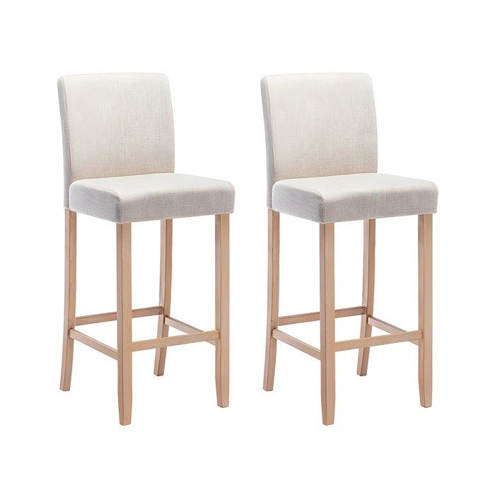 Lot de 2 tabourets de bar - Tissu - Beige - ROVIGO Lot de 2 tabourets de bar - Tissu - Beige - ROVIGO