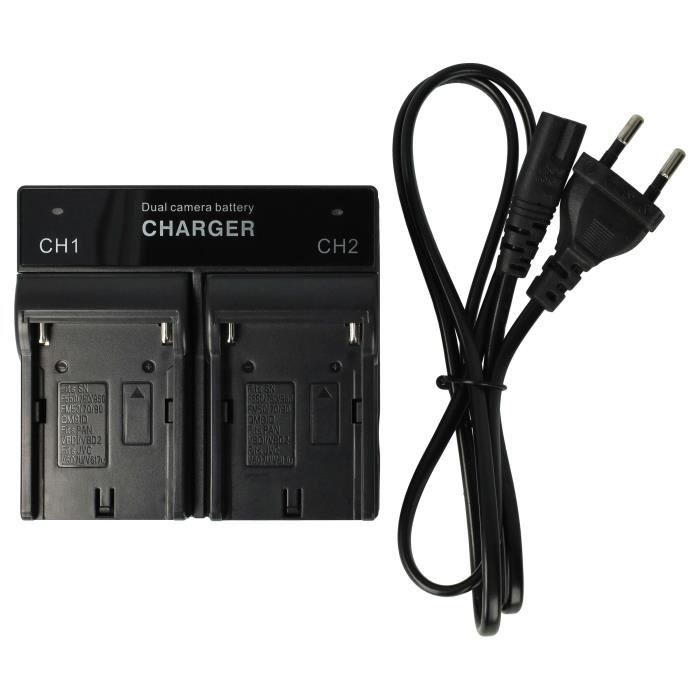 vhbw Chargeur de batterie double compatible avec Sony DCR-TRV240, DCR-TRV240E caméra, DSLR, action-cam - Chargeur + adaptateur