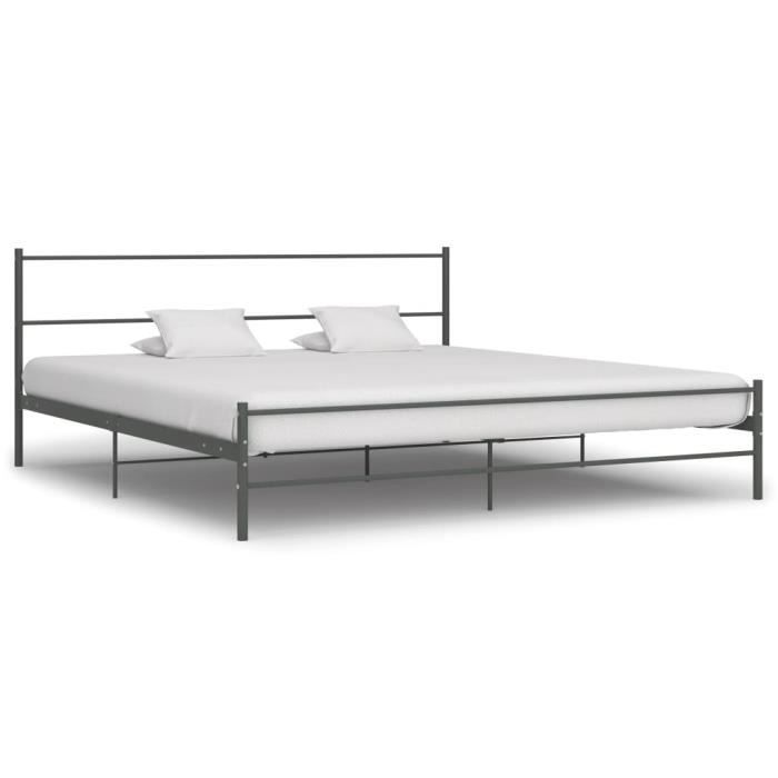 Elegant 180 x 200 cm Cadre de lit Adulte Gris Métal 180 x 200 cm 202 Kg