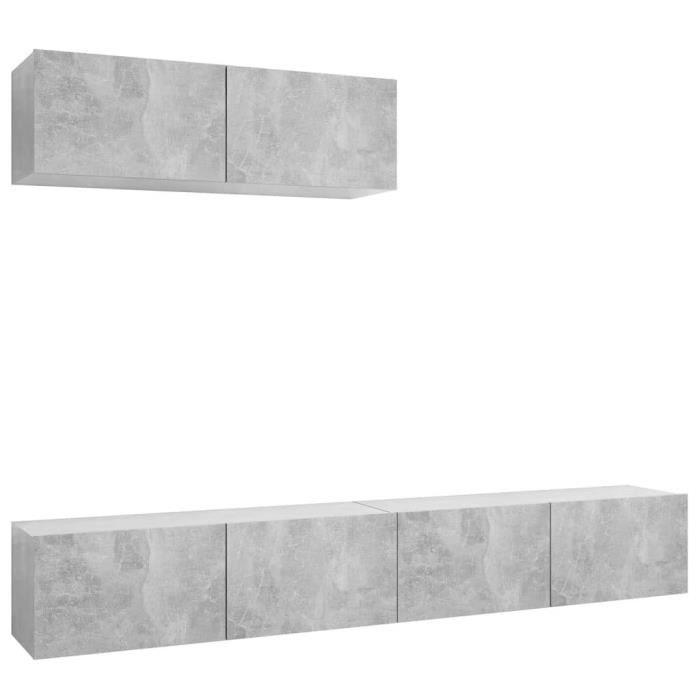 Meuble TV suspendu Gris béton VIDAXL - Contemporain - Design - 100 x 30 x 30 cm
