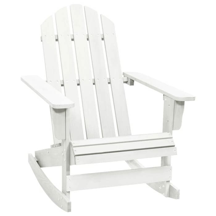 rocking chair de jardin en bois - blanc - 72 x 92 x 104 cm
