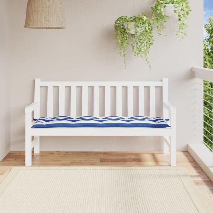 vidaXL Coussin de banc de jardin rayures bleues et blanches