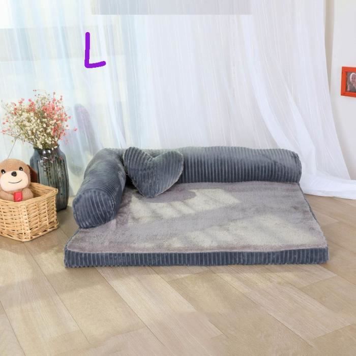 Comparer les prix de Coussin Panier Corbeille pour Chien Chat Déhoussable Couchage Souple S-XL gris L(90x70x20CM)