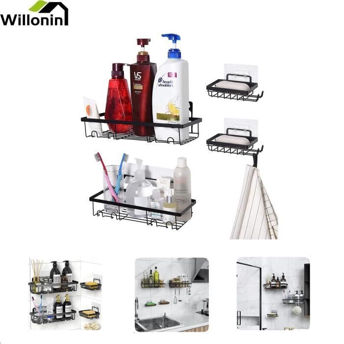 Porte Savon Douche InterDesign York Lyra étagère De Douche Avec 2 Paniers Et 4 Crochets Bac De Rangement