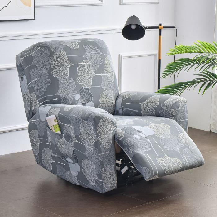 Housse De Fauteuil Relax Extensible 1 Place - Protecteur Inclinable Électrique Avec Poche