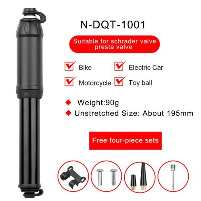 Mini Pompe à Vélo, 20.5cm 120psi PC + Alliage d'Aluminium Gonfleur Universel Petite Pompe à Vélo avec Boucle de Verrouillage pour Valve Schrader, Valve Presta