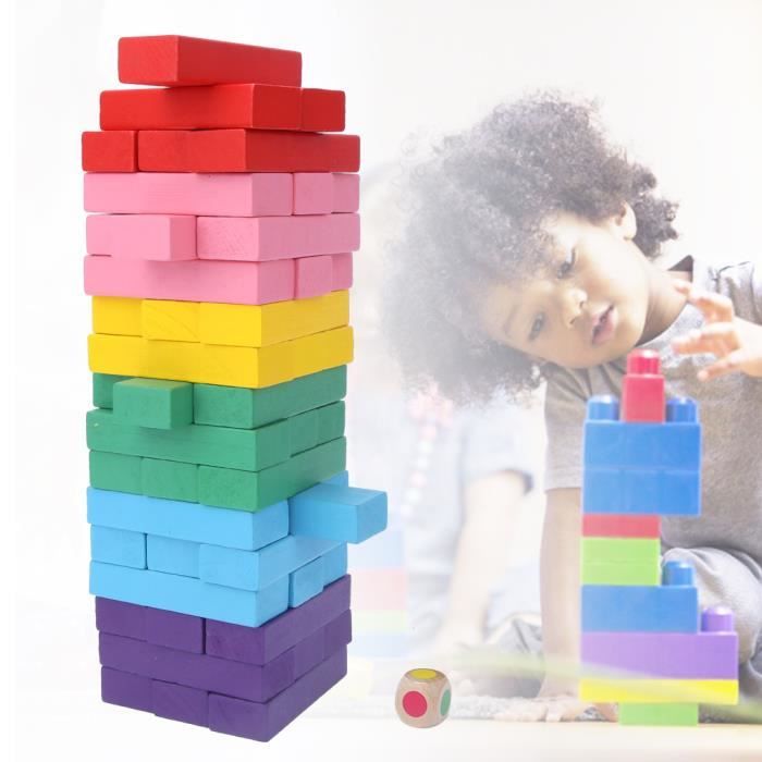 ZERODIS Enfants en bois colorés blocs de construction pour enfants jeux ...