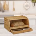Relaxdays Boîte à Pain Tiroir Bambou 21x40,5x28cm - Conservation Fraîcheur Naturelle