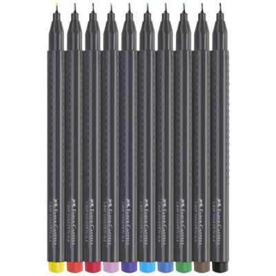 Faber-Castell Grip Finepen - Lot De 15 Feutres Fins Pointe 0.4mm, Couleurs Vives Et Pastel, Ergonomique, Encre Lavable