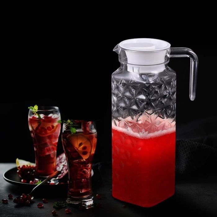Lot De 2 Carafes à Eau En Verre 1 Litre HEFTMAN - Design Nervuré, Couvercles Ventilés Et Bec Anti-Déversement