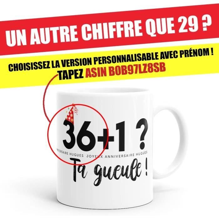 Mug Anniversaire 30 Ans Humour Tasse Message Drôle Idée Cadeau Original ...