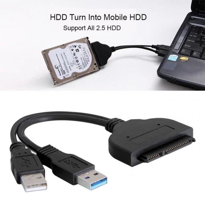 Acheter Convertisseur de câble USB Rapid 2.0 vers SATA 22 broches,  adaptateur de pilote de disque dur pour disque dur/SSD de 2.5 pouces