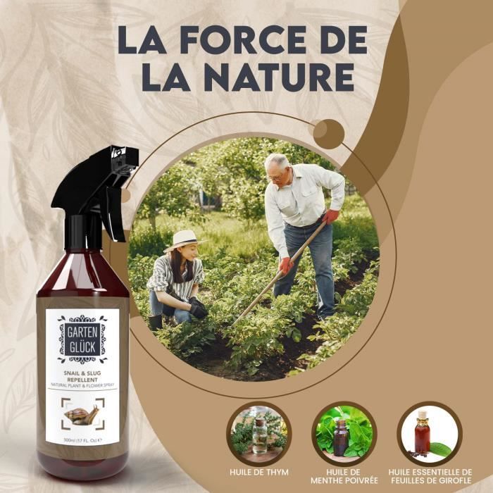 Garten Glück Spray Anti Limaces et Escargots Protection Naturelle de